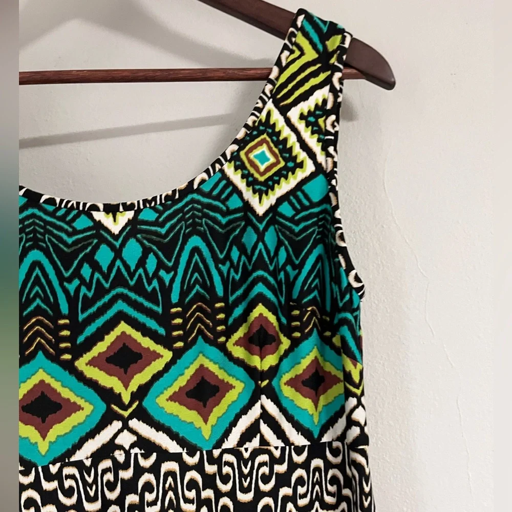 Evan-Picone Women’s Dress Long Sleeveless Maxi Black Green Size 12 - Picture 3 of 7